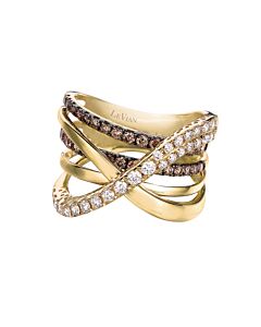 Grand Sample Sale Ring Vanilla Diamonds, Chocolate Diamonds set in 14K Honey Gold Ring Size 7 29698