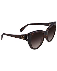 Gucci 56 mm Shiny Dark Havana Sunglasses
