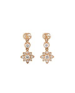 Gucci Flora Rose Gold Drop Earrings with diamonds 0.29ct