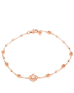 Gucci Flora Rose Gold Station Bracelet with Diamonds 0.17ct