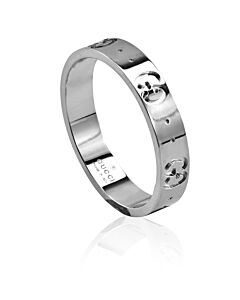 Gucci Icon Ladies 18k White Gold Thin Band Ring