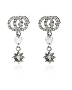 Gucci Ladies Flower And Double G Earrings With Diamonds