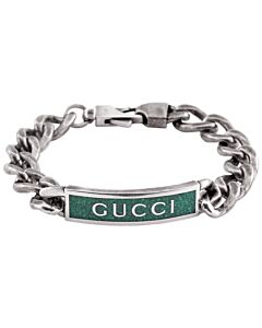 Gucci Logo Green Enamel Station Bracelet