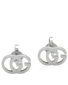 Gucci Running G Stud Earrings In 18kt White Gold
