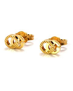 Gucci Running GG Diagonal Motif Earrings, 18 Karat Yellow Gold