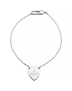 Gucci Silver Engraved Heart Motif Trademark Bracelet
