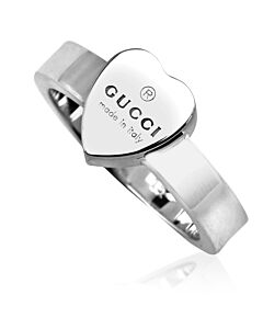 Gucci Sterling Silver Heart Pendant Trademark Ring
