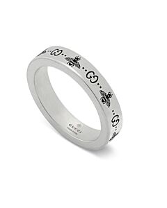 Gucci Sterling Silver Signature GG Bee Motif Ring