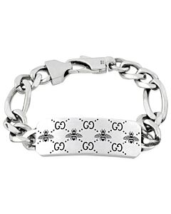 Gucci Unisex Signature Silver Bracelet With Bee Motif