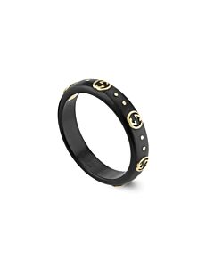 Gucci18ct Yellow Gold Icon Black Corundum 4Mm Ring