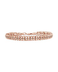 Haus of Brilliance 10K Rose Gold Plated .925 Sterling Silver 1/2 Cttw Diamond Double-Link 7" Tennis Bracelet (I-J Color, I3 Clarity)