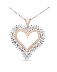 Haus of Brilliance 10K Rose Gold Plated .925 Sterling Silver 3.00 Cttw Diamond Heart 18" Pendant Necklace (I-J Color, I2-I3 Clarity)