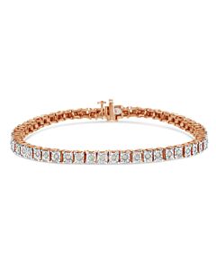 Haus of Brilliance 10K Rose Gold Plated Sterling Silver 1.0 Cttw Diamond Square Frame Miracle-Set Tennis Bracelet (I-J Color, I3 Clarity) - 7"