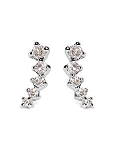 Haus of Brilliance 10K White Gold 1/10 Cttw Diamond Journey Style Climber Stud Earrings (H-I Color, I1-I2 Clarity)