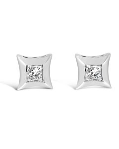 Haus of Brilliance 10K White Gold 1/5 Cttw Invisible Set Princess-Cut Diamond Stud Earrings (H-I Color, SI2-I1 Clarity)