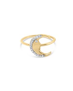 Haus of Brilliance 10K Yellow Gold 1/10 Cttw Diamond Crescent Moon Ring (I-J Color, I1-I2 Clarity)