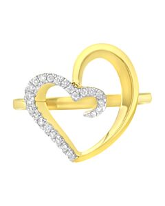 Haus of Brilliance 10K Yellow Gold 1/10 ctw Diamond Heart Shape Ring (K-L, I1-I2)