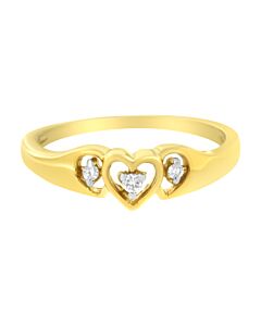 Haus of Brilliance 10K Yellow Gold 1/20 ctw Diamond Triple Heart Diamond Ring (K-L, I1-I2)