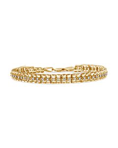 Haus of Brilliance 10K Yellow Gold Plated .925 Sterling Silver 1/2 Cttw Diamond Double-Link 7" Tennis Bracelet (I-J Color, I3 Clarity)