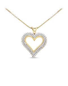 Haus of Brilliance 10K Yellow Gold Plated .925 Sterling Silver 1/2 Cttw Diamond Heart 18" Pendant Necklace (I-J Color, I3 Clarity)