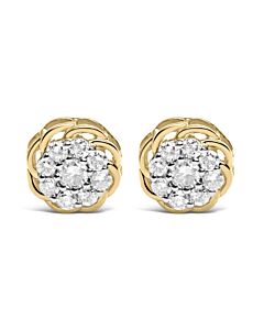 Haus of Brilliance 10K Yellow Gold Plated .925 Sterling Silver 1/2 Cttw Diamond Cluster Stud Earrings (J-K Color, I2-I3 Clarity)