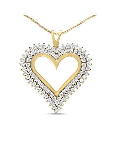 Haus of Brilliance 10K Yellow Gold Plated .925 Sterling Silver 2.00 Cttw Diamond Heart 18" Pendant Necklace (I-J Color, I2-I3 Clarity)