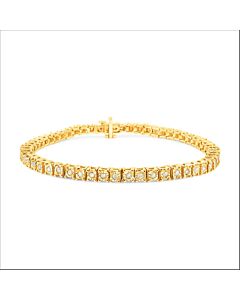 Haus of Brilliance 10K Yellow Gold Plated Sterling Silver 1.0 Cttw Diamond Square Frame Miracle-Set Tennis Bracelet (I-J Color, I3 Clarity) - 7"