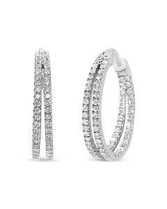 Haus of Brilliance 14K Gold 1.00 Cttw Diamond Inside Out Double Row Split Criss Cross 3/4" Inch Hoop Earrings (F-G Color, SI1-SI2 Clarity)