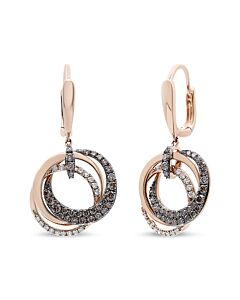 Haus of Brilliance 14K Rose Gold 1.00 Cttw White and Brown Diamond Intertwining Hoops and Circle Dangle Earrings (G-H/Brown Color, SI1-SI2 Clarity)