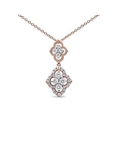 Haus of Brilliance 14K Rose Gold 3/4 Cttw Round Diamond Double Quatrefoil Pendant 18" Necklace (H-I Color, I1-I2 Clarity)