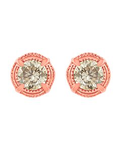 Haus of Brilliance 14K Rose Gold Plated .925 Sterling Silver 1 cttw Diamond Modern 4-Prong Solitaire Milgrain Stud Earrings