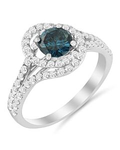 Haus of Brilliance 14k White Gold 1 1/3 ct TDW Treated Blue Diamond Engagement Ring (Blue, SI2-I1)