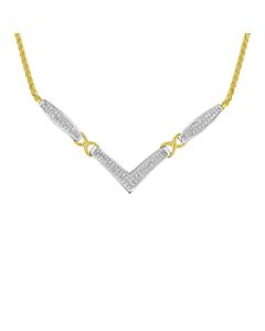 Haus of Brilliance 14k Yellow and White Gold 2 cttw Diamond "V" Shape Statment 18" Necklace (H-I,SI2-I1)