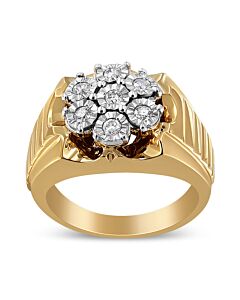 Haus of Brilliance 14K Yellow Gold Plated .925 Sterling Silver 1/3 Cttw Miracle-Set Floral Diamond Cluster Ring (I-J Color, I1-I2 Clarity)