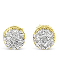 Haus of Brilliance 14K Yellow Gold Plated .925 Sterling Silver 1/7 Cttw Diamond Miracle Set Stud Earrings (I-J Color, I3 Promo Clarity)