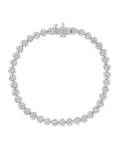 Haus of Brilliance .925 Sterling Silver 1.0 Cttw Miracle Set Diamond Heart-Link 7" Tennis Bracelet (I-J Color, I2-I3 Clarity)