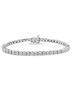 Haus of Brilliance .925 Sterling Silver 1.0 Cttw Miracle-Set Diamond Round Faceted Bezel Tennis Bracelet (I-J Color, I3 Clarity) - 7"
