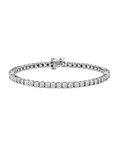Haus of Brilliance .925 Sterling Silver 1.0 Cttw Miracle-Set Diamond Round Faceted Bezel Tennis Bracelet (I-J Color, I3 Clarity) - 5"