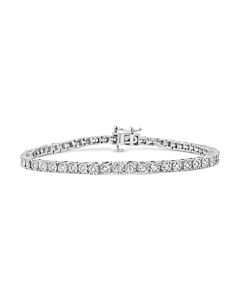 Haus of Brilliance .925 Sterling Silver 1.0 Cttw Miracle-Set Round-Cut Diamond Faceted Bezel Tennis Bracelet (I-J Color, I3 Clarity) - 9"