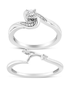 Haus of Brilliance .925 Sterling Silver 1/10 Cttw Diamond Swirl and Bypass Bridal Set Ring and Band (I-J Color, I3 Clarity)