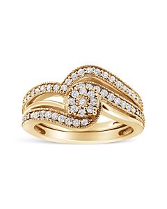 Haus of Brilliance .925 Sterling Silver 1/3ct Cttw Multi-Diamond Bypass Vintage-Style Bridal Set Ring and Band (I-J Color, I3 Clarity)