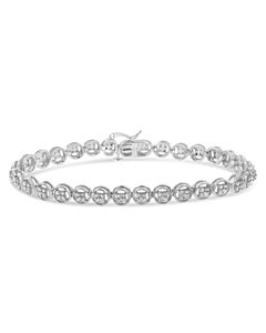 Haus of Brilliance .925 Sterling Silver 1/4 Cttw Diamond 7" Open Circle Wheel Link Tennis Bracelet (I-J Color, I2-I3 Clarity)