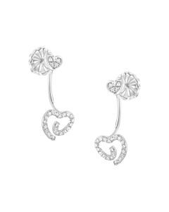Haus of Brilliance .925 Sterling Silver 1/4 Cttw Diamond Swirl Heart Front/Back Earrings (I-J Color, I2-I3 Clarity)