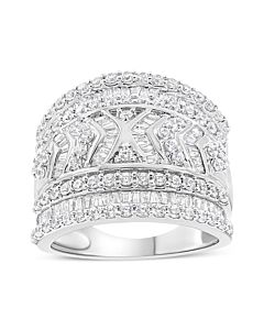 Haus of Brilliance .925 Sterling Silver 2.0 Cttw Diamond Edge Multi-Row Ring Band ( J-K Color, I3 Clarity)