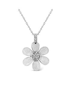 Haus of Brilliance .925 Sterling Silver Pave-Set Diamond Accent Flower 18" Pendant Necklace (I-J Color, I1-I2 Clarity)