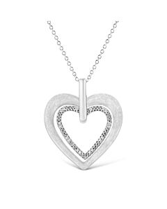 Haus of Brilliance .925 Sterling Silver Prong-Set Diamond Accent Double Heart 18" Pendant Necklace (I-J Color, I1-I2 Clarity)