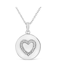 Haus of Brilliance .925 Sterling Silver Prong-Set Diamond Accent Heart Emblemed 18" Pendant Necklace (I-J Color, I1-I2 Clarity)