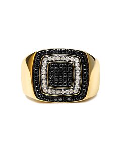 Haus of Brilliance Men's 10K Yellow Gold 3/4 Cttw White and Black Treated Diamond Ring Band (Black / I-J Color, I2-I3 Clarity)