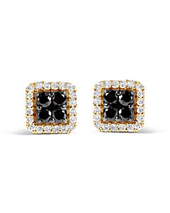 Haus of Brilliance Men's 10K Yellow Gold 5/8 Cttw White and Black Treated Diamond Composite with Halo Stud Earring (Black / I-J, I2-I3 Clarity)