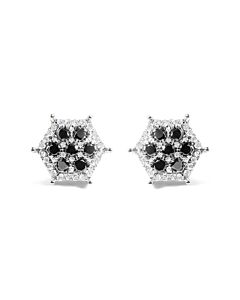 Haus of Brilliance Men's 10K Yellow Gold 7/8 Cttw White and Black Treated Diamond Stud Earring (Black / I-J Color, I2-I3 Clarity)